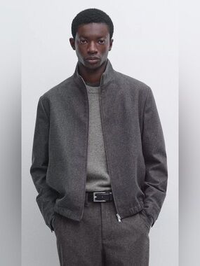 MASSIMO DUTTI MENS WOOL BLEND BOMBER - MEDIUM - NEW WITH TAGS